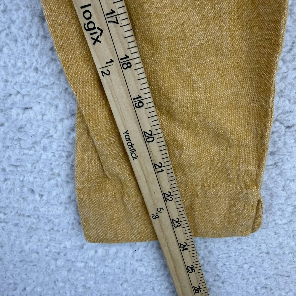 Banana Republic Hayden Pants Womens 0 Petite Yellow Ankle Linen Pull On Summer